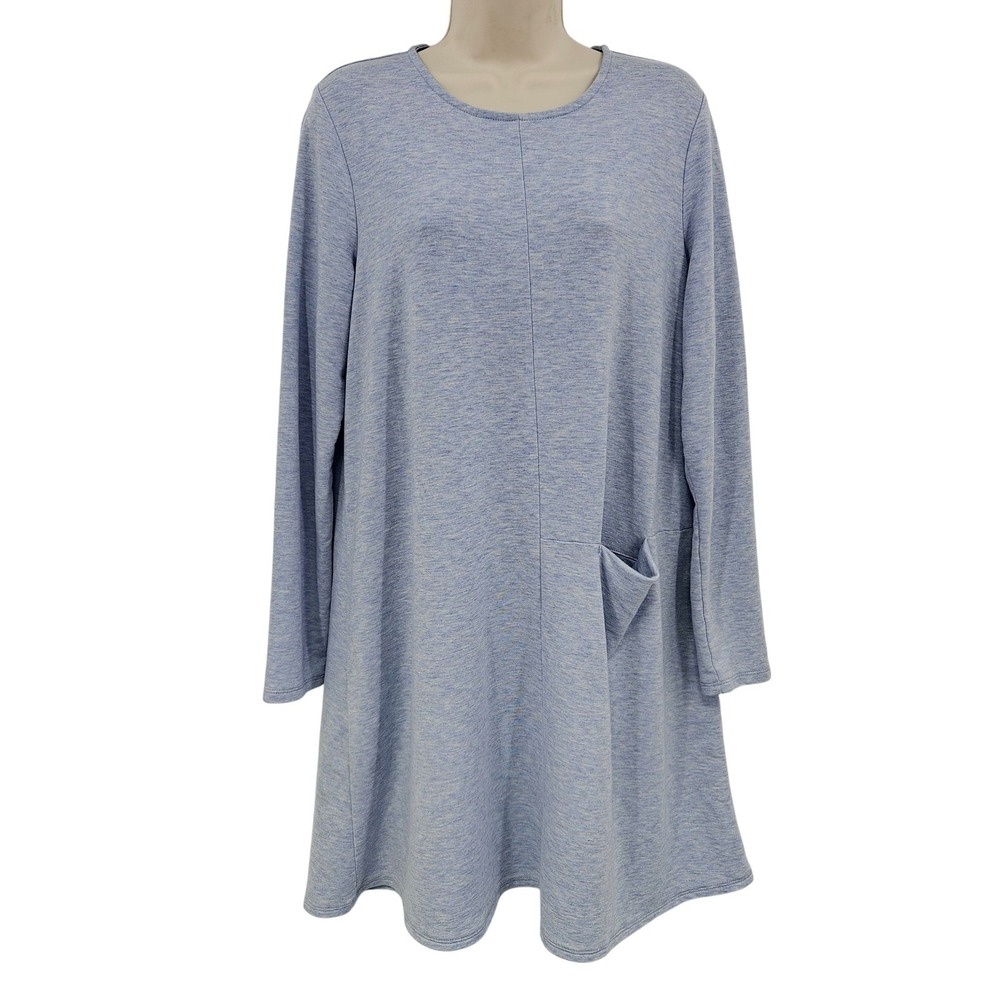 J Jill Pure Jill shirt Dress Women M Blue Luxe Tencel Tunic A-Line Pocket Lounge
